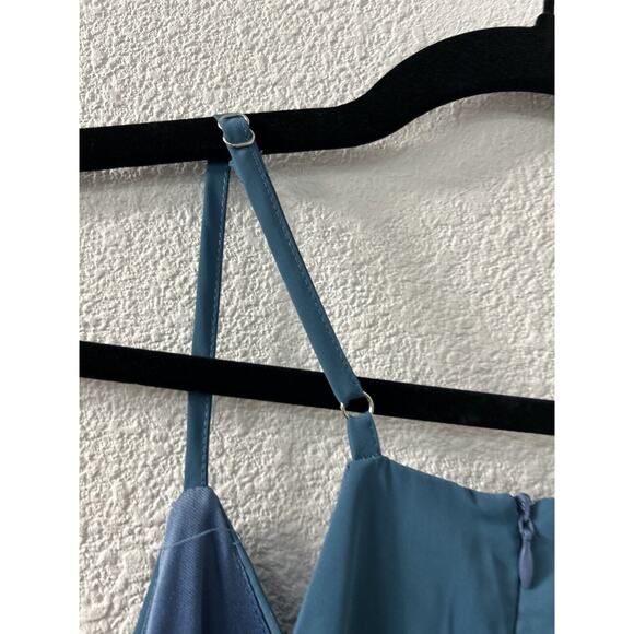 Foteisy Women's Romper Shorts Size‎ L Ruffle Front Adjustable Strap Teal Lined - Picture 14 of 16